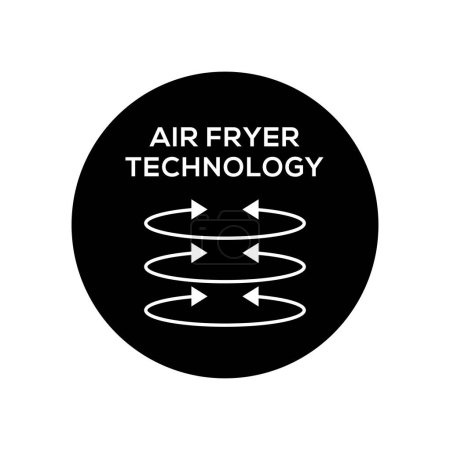 Téléchargez les illustrations : Conception simple de logo d'insigne de technologie de friteuse à air. Vecteur de symbole ligne fine - en licence libre de droit
