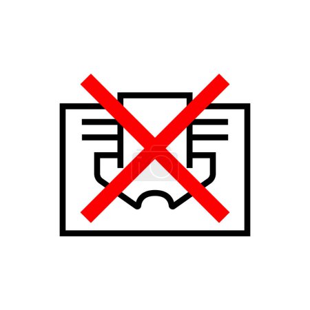 Téléchargez les illustrations : Ne pas couvrir signe interdiction symbole image vectorielle. Icône ligne simple - en licence libre de droit