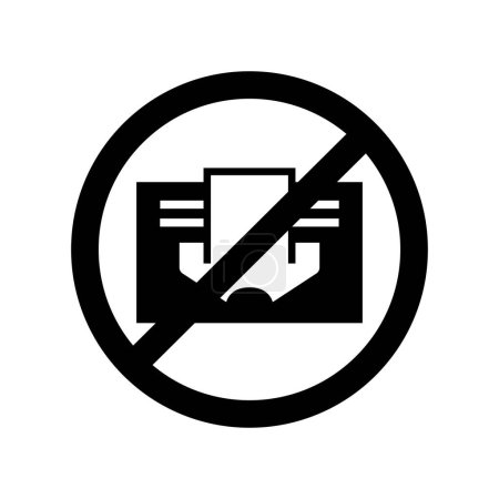Téléchargez les illustrations : Ne pas couvrir signe interdiction symbole image. Icône vectorielle noir et blanc - en licence libre de droit