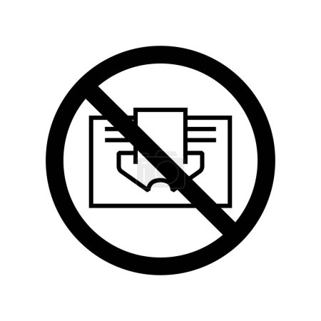 Téléchargez les illustrations : Ne pas couvrir signe interdiction symbole image. Icône vectorielle noir et blanc - en licence libre de droit