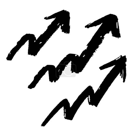 Téléchargez les illustrations : Hand drawn monochrome jagged arrow set.Easy-to-use vector data. - en licence libre de droit