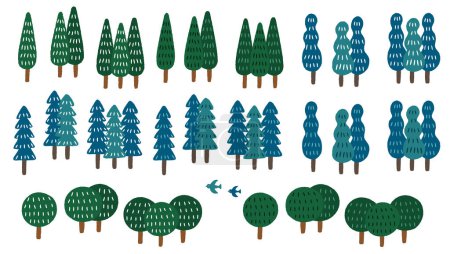 Ilustración de Lindo árbol e ilustración del bosque set.Easy-to-edit vector material.There son otras variaciones, así. - Imagen libre de derechos