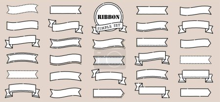 Illustration for It is an illustration set of simple handwritten cute ribbons.Easy-to-use vector data.There are other variations as well. - Royalty Free Image