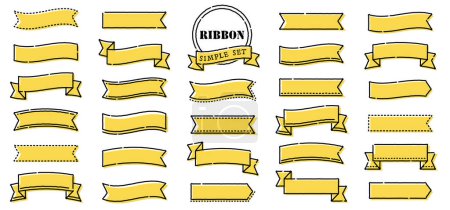 Illustration for Illustration set of cute hand-drawn ribbons.Easy-to-use vector data.There are other variations as well. - Royalty Free Image