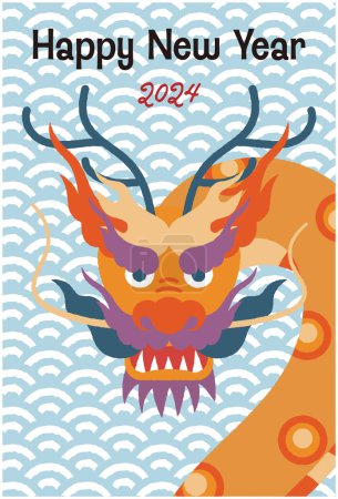 Illustration for 2024 New Year's card illustration for the year of the dragon - Royalty Free Image