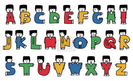 Illustration for Alphabet shaped comical boy illustration set - Royalty Free Image