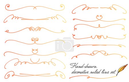 Illustration for Set of hand-drawn decorative flames (warm color gradation) - Royalty Free Image