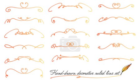 Ilustración de Conjunto de llamas decorativas dibujadas a mano (gradación de color cálido) - Imagen libre de derechos