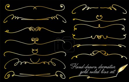 Ilustración de Conjunto de marcos decorativos dibujados a mano (gradiente de oro) - Imagen libre de derechos