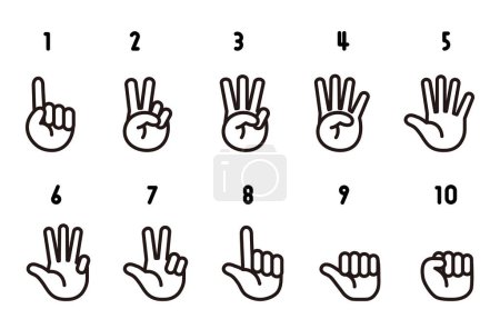 Illustration for Hand sign Clip art of hand counting(monochrome) - Royalty Free Image