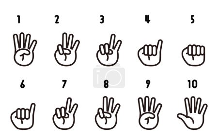 Illustration for Hand sign Clip art of hand counting(monochrome) - Royalty Free Image