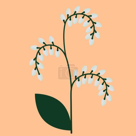Ilustración de Lily of the valley flower in flat style. Botanical spring vector illustration - Imagen libre de derechos