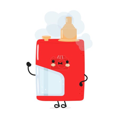 Photo for Cute funny vape waving hand character. Vector hand drawn cartoon kawaii character illustration icon. Isolated on white background. Happy vape character concept - Royalty Free Image