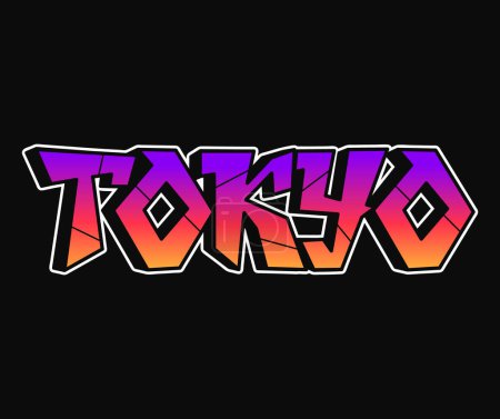 Photo for Tokyo word trippy psychedelic graffiti style letters.Vector hand drawn doodle cartoon logo Tokyo illustration. Funny cool trippy letters, fashion, graffiti style print for t-shirt, poster - Royalty Free Image