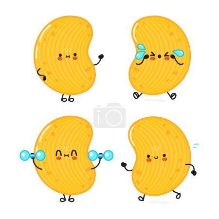 Funny cute happy chips characters bundle set. Vector hand drawn doodle style cartoon character illustration icon design. Cute chips mascot character collection