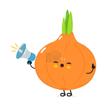 Niedlich lustig Onion schlafenden Charakter. Vector handgezeichnete Karikatur Kawaii Charakter Illustration Symbol. Vereinzelt auf weißem Hintergrund. Happy Onion Schlaf Charakter-Konzept