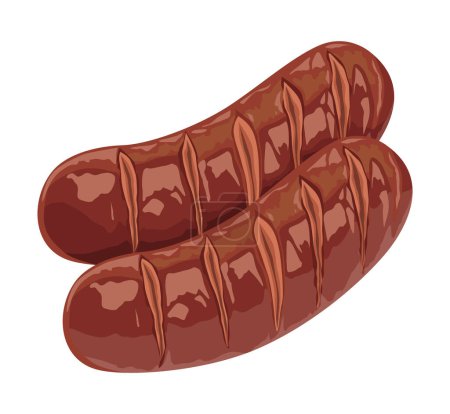 Illustration for Fresh sausages butchery products icon - Royalty Free Image