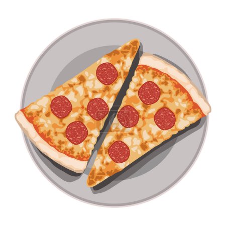Ilustración de Porciones de pizzas italianas en el plato - Imagen libre de derechos
