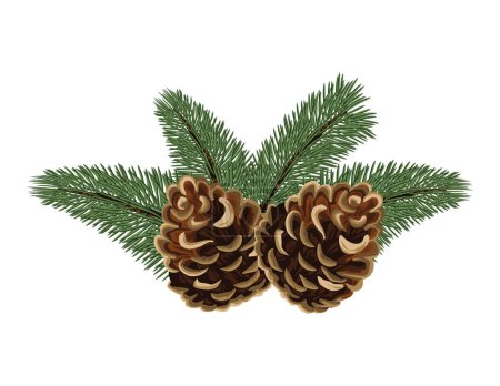 Téléchargez les illustrations : Sapins de Noël pin et cônes décoration - en licence libre de droit
