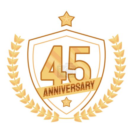 Téléchargez les illustrations : Quarante cinquième anniversaire icône badge doré - en licence libre de droit
