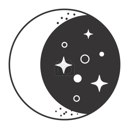 Téléchargez les illustrations : Nuit de pleine lune icône ésotérique incolore - en licence libre de droit