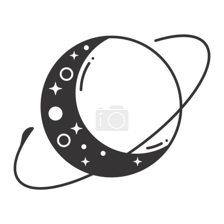 Téléchargez les illustrations : Saturn planète icône ésotérique incolore - en licence libre de droit