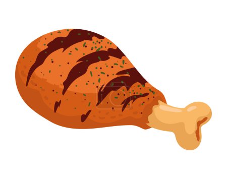 Téléchargez les illustrations : Cuisse de poulet grill icône de viande - en licence libre de droit