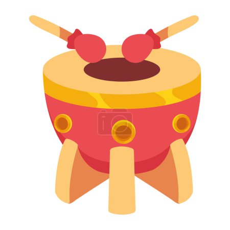 Ilustración de Instrumento de tambor chino icono musical - Imagen libre de derechos