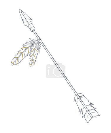 Ilustración de Flecha con plumas estilo boho - Imagen libre de derechos