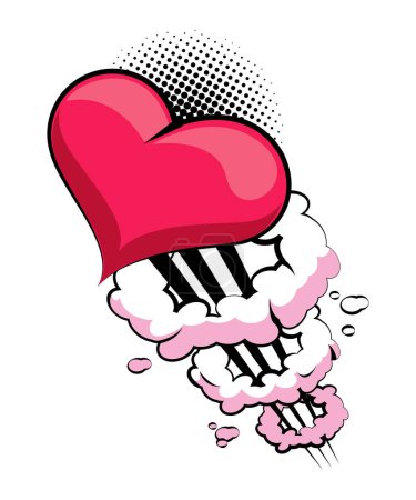 Téléchargez les illustrations : Coeur amour avec anneaux de fumée icône - en licence libre de droit