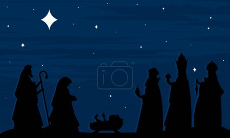 Illustration for Wise men andf holy family character - Royalty Free Image