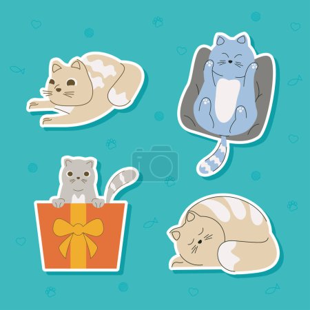 Illustration for Four cute little cats feline characters - Royalty Free Image