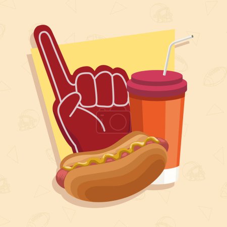 Téléchargez les illustrations : Sport glove and fast food icons - en licence libre de droit