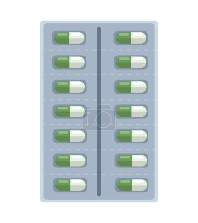 Illustration for Green capsules in push blister icon - Royalty Free Image