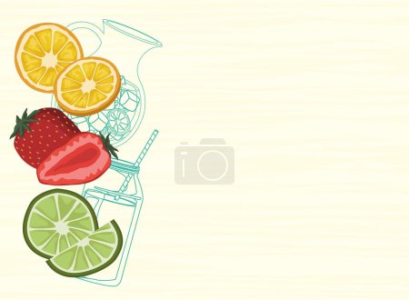Illustration for Jar and glass of juices frame - Royalty Free Image