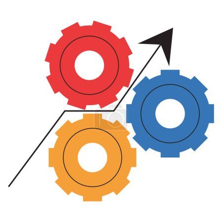 Illustration for Gears cogs with arrow icon - Royalty Free Image