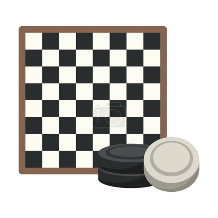Checkers game board and chips isolated