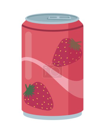 Illustration for Strawberry energy drink canned icon - Royalty Free Image