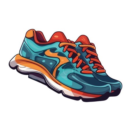Illustration for Blue sports shoes jogging outdoors icon - Royalty Free Image