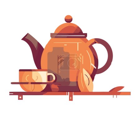 Hot drink in teapot and kettle isolated