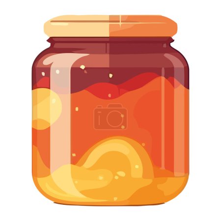 Illustration for Organic fruit preserves in glass jar label isolated - Royalty Free Image