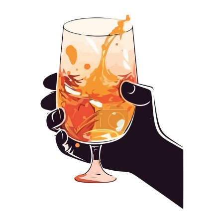 Illustration for Hand holding cocktail with whiskey and brandy isolated - Royalty Free Image