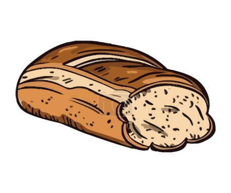 Illustration for Gourmet baguette fresh bread food isolated - Royalty Free Image