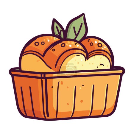 Illustration for Fresh organic fruit in a cute basket isolated - Royalty Free Image