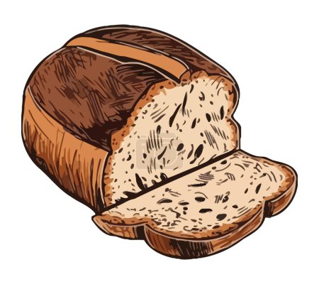 Illustration for Baguette symbolizes healthy eating and freshness isolated - Royalty Free Image