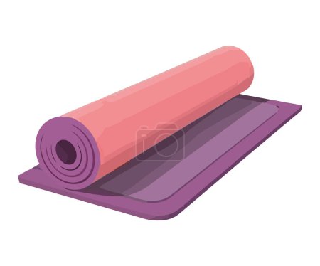 Illustration for Purple mat rolled up, symbol of yoga - Royalty Free Image