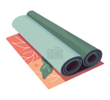 Illustration for Comfort foam mat for yoga icon isolated - Royalty Free Image