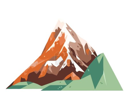 Mountain peak, nature extreme terrain adventure icon isolated