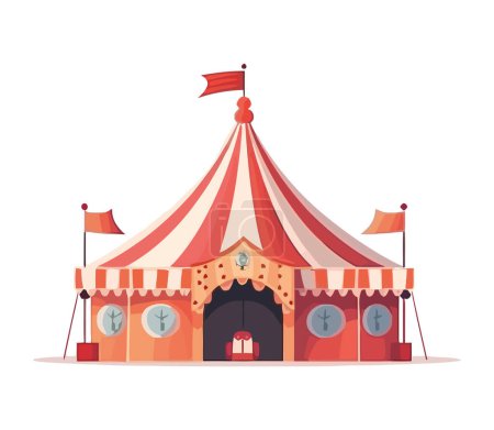 Ilustración de Colorida carpa de carnaval alberga animado rendimiento de entretenimiento aislado - Imagen libre de derechos