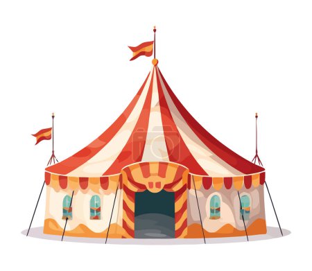Colorful carnival tent hosts joyous outdoor celebration event isolated
